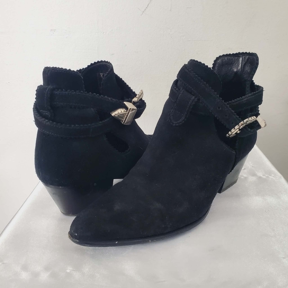 Sandro Aura Suede Western Ankle Boots